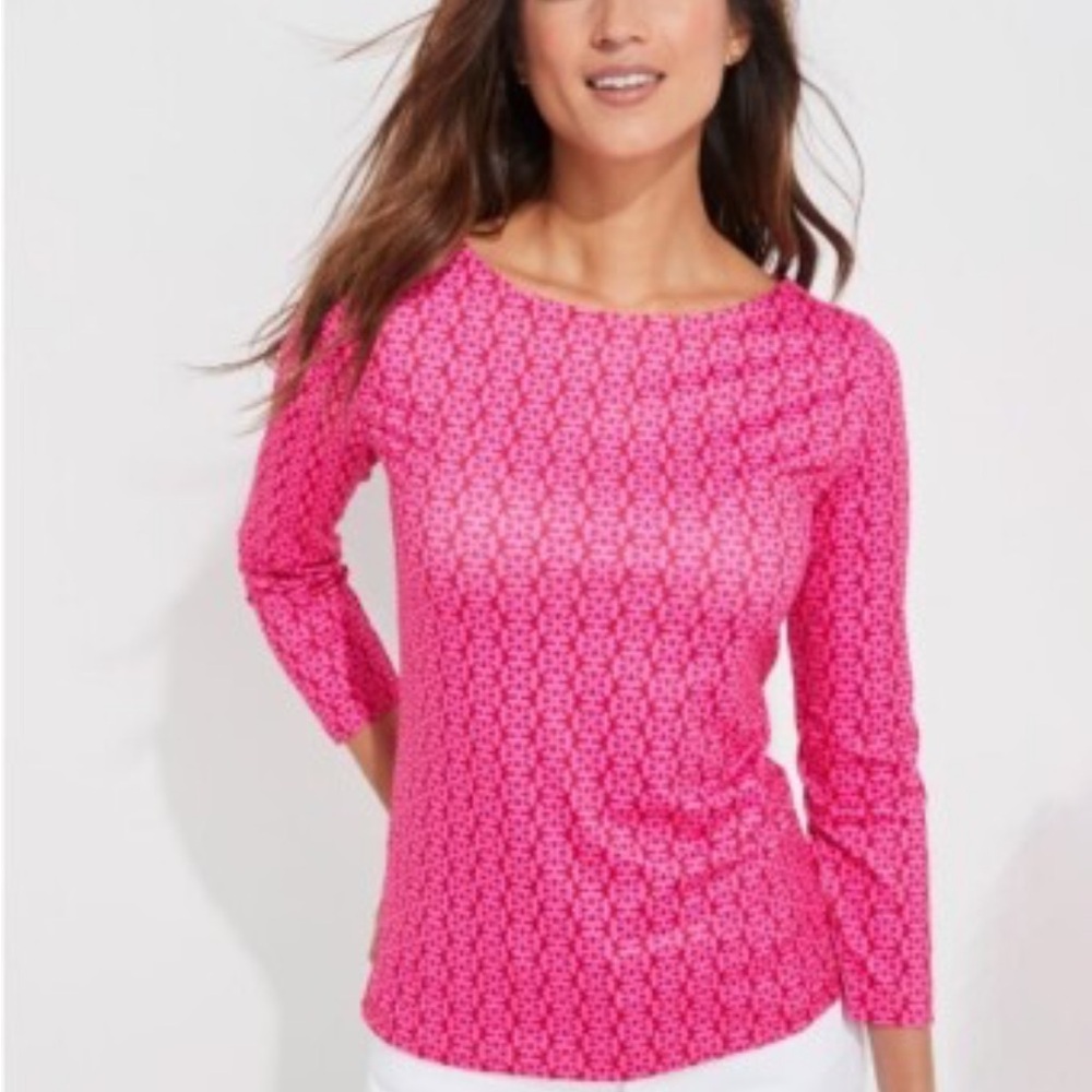 Vineyard Vines Fuchsia Patterned Long Sleeve Top